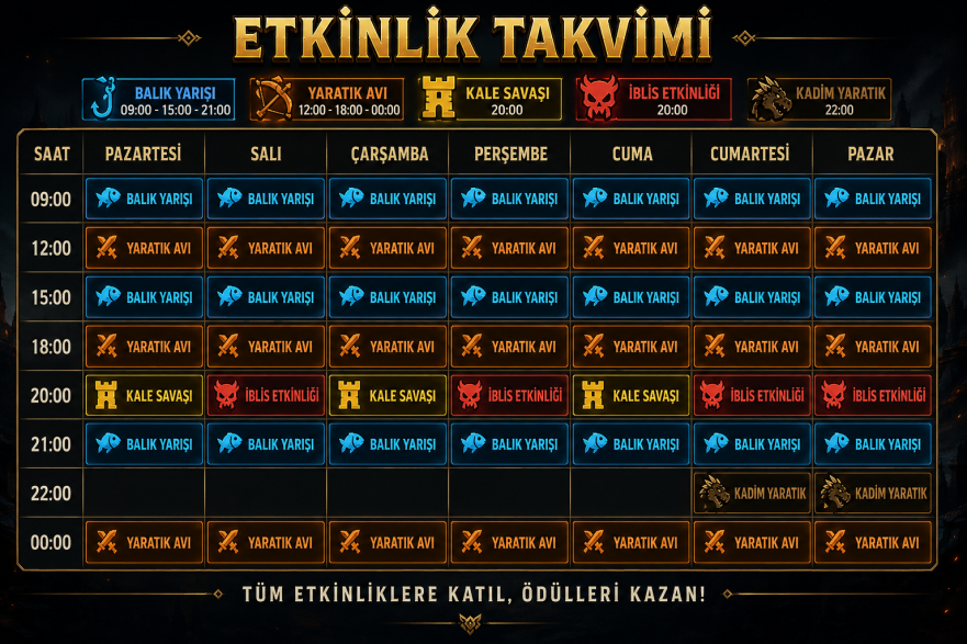 Etkinlik Takvimi Güncellendi!